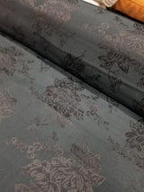 1 Yard Black Floral Satin Jacquard Brocade Fabric for Dresses Jackets Upholstery Decor 60 Inch Width