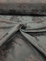 1 Yard Black Floral Satin Jacquard Brocade Fabric for Dresses Jackets Upholstery Decor 60 Inch Width