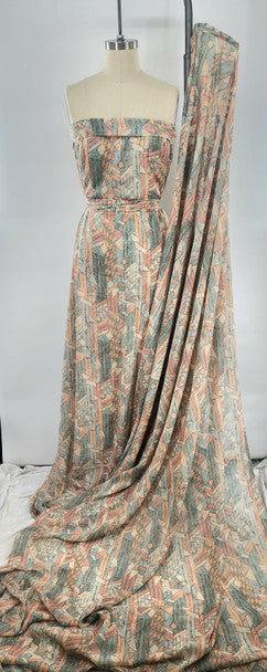 Yoryu Chiffon Pink, Green Lightweight Sheer 1 Yard Polyester Fabric, 57/58" Wide, Perfect for Apparel