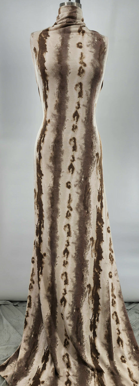 French Terry 1D1376 Polyester Rayon Spandex Fabric - Taupe/Brown, 58/60" Width