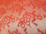 1 Yard Red Daisy Embroidered Mesh Tulle Net Fabric for Lingerie Bridal 54 Inches Wide