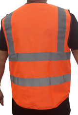 Safety Vest Polyester Fabric - Safety Orange, High Visibility, Reflective (1 Vest)