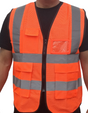 Safety Vest Polyester Fabric - Safety Orange, High Visibility, Reflective (1 Vest)