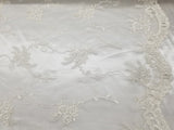 1 Yard Off White French Floral Mesh Lace Fabric for Wedding Dresses and Decorations 54 Inch Width