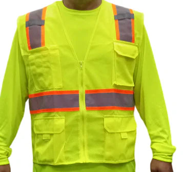Safety Vest 100 Percent Polyester Fabric - Safety Yellow (1 Vest)