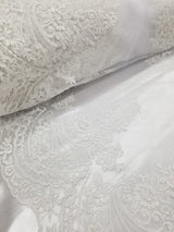 1 Yard Off White French Floral Mesh Lace Fabric for Wedding Dresses and Decor 54 Inch Width