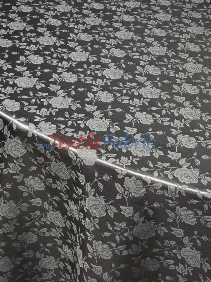 Satin Jacquard Satin Flower Brocade Polyester Fabric - Tone On Tone Floral Brocade, 60" Wide (65 Yards)