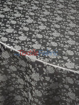 Satin Flower Brocade Polyester Fabric - Tone On Tone Embossed Floral, 58/60" Width (1 Yard)