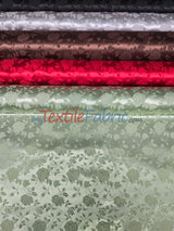 Satin Jacquard Satin Flower Brocade Polyester Fabric - Tone On Tone Floral Brocade, 60" Wide (65 Yards)