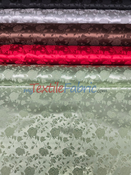Satin Jacquard Satin Polyester Fabric - Satin Flower Brocade, 58/60" Width, Sample Swatch 3"x3" (1 Sample Swatch)