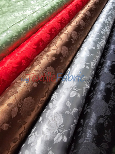 Satin Jacquard Satin Polyester Fabric - Satin Flower Brocade, 58/60" Width, Sample Swatch 3"x3" (1 Sample Swatch)