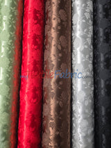 Satin Flower Brocade Polyester Fabric - Tone On Tone Embossed Floral, 58/60" Width (1 Yard)