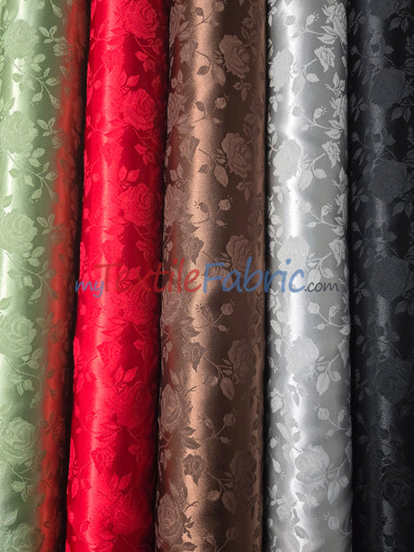 Satin Jacquard Satin Polyester Fabric - Satin Flower Brocade, 58/60" Width, Sample Swatch 3"x3" (1 Sample Swatch)