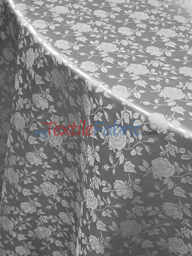 Satin Jacquard Satin Flower Brocade Polyester Fabric - Tone On Tone Floral Brocade, 60" Wide (65 Yards)