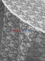 Satin Flower Brocade Polyester Fabric - Tone On Tone Embossed Floral, 58/60" Width (1 Yard)
