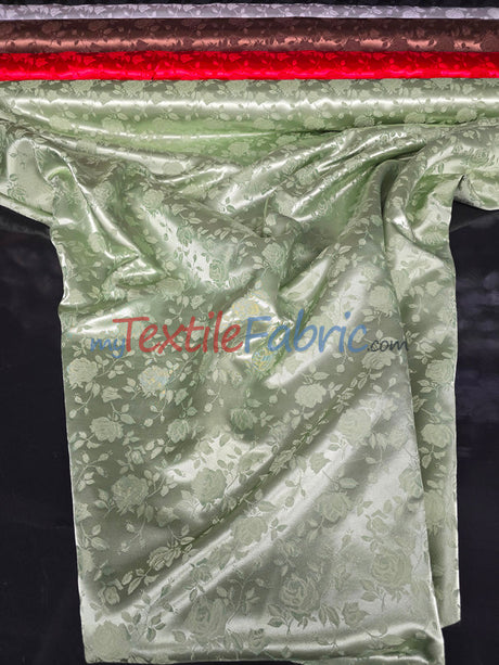 Satin Jacquard Satin Polyester Fabric - Satin Flower Brocade, 58/60" Width, Sample Swatch 3"x3" (1 Sample Swatch)