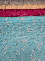 Sequins Ribbon Taffeta Polyester Fabric - Flower Swirl Embroidery With Sequins, 54" Width, Multiple Colors (1 Yard)