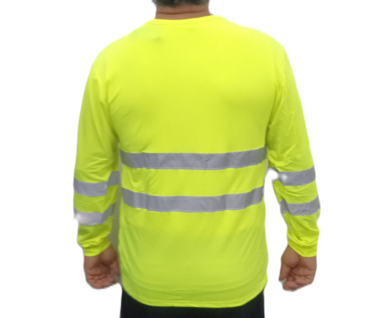 Safety Yellow Long Sleeves With Stripes Cotton Fabric - Safety Yellow, Stripes, Long Sleeves (1 Piece)