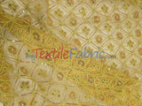 Coco Star Sheer Embroidery Fabric - Champagne, Gold, Silver Star Sequins, Double Scallop Lace, 52" Width