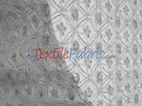 Coco Star Sheer Embroidery Fabric - Champagne, Gold, Silver Star Sequins, Double Scallop Lace, 52" Width