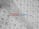 Coco Star Sheer Embroidery Fabric - Champagne, Gold, Silver Star Sequins, Double Scallop Lace, 52" Width