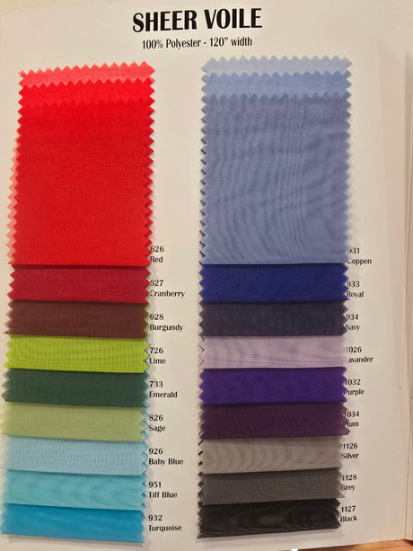 IFR Sheer Voile Polyester Fabric - 40 Colors, Sheer, 120" Wide, 120 Yard Bolt (1 Bolt)