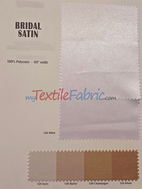 Bridal Satin Polyester Fabric - Shiny Solid, 58/60" Width, Multiple Colors (Yards, Bolts, Sample Swatches)