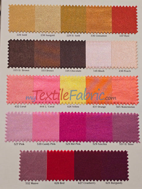 Bridal Satin Polyester Fabric - Shiny Solid, 58/60" Width, Multiple Colors (Yards, Bolts, Sample Swatches)