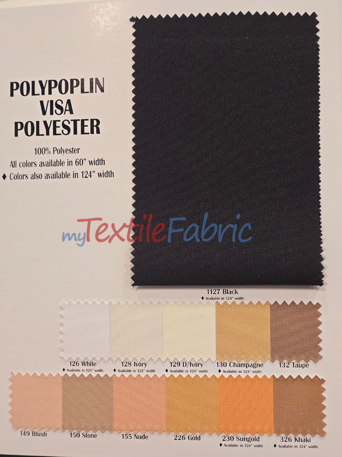 Visa Polyester Poplin Fabric - Solid, 58/60" Width (1 Yard)