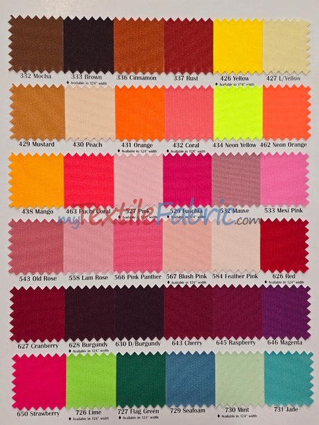Visa Polyester Poplin Fabric - Solid, 58/60" Width (1 Yard)