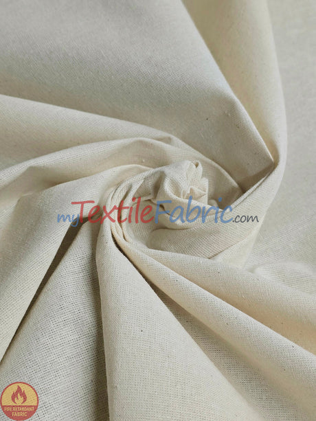 Natural Muslin Cotton Fabric - Fire Retardant, Natural, 125" Width (By The Yard)