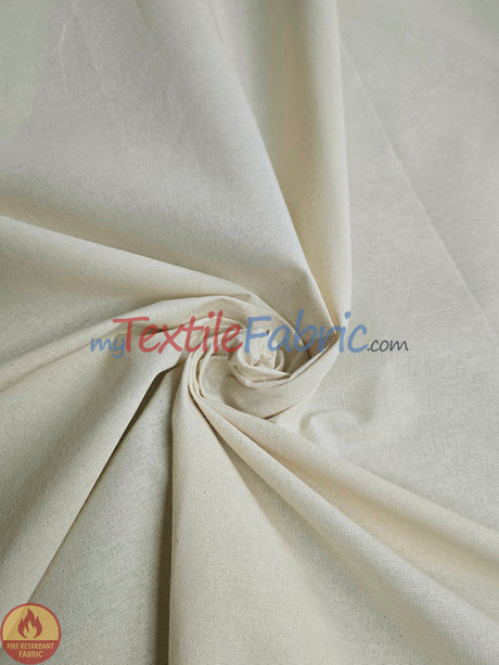Natural Muslin Cotton Fabric - Fire Retardant, Natural, 125" Width (By The Yard)