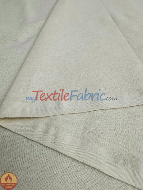Natural Muslin Cotton Fabric - Fire Retardant, Natural, 125" Width (By The Yard)