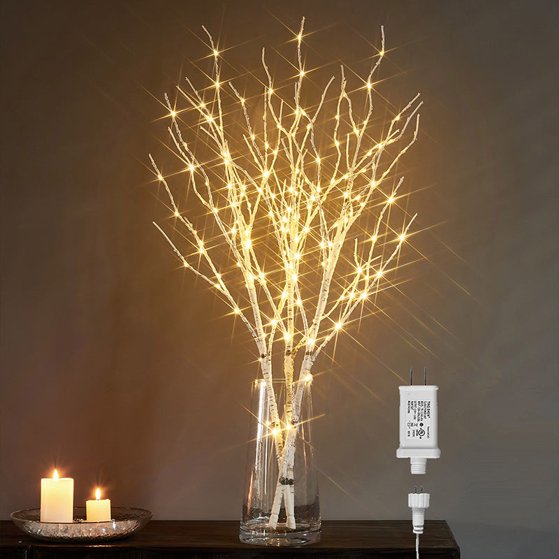 150LT White Birch Branches, 32 Inch Plug-In LED Willow & Cherry Blossom Lights, Timer & Dimmer