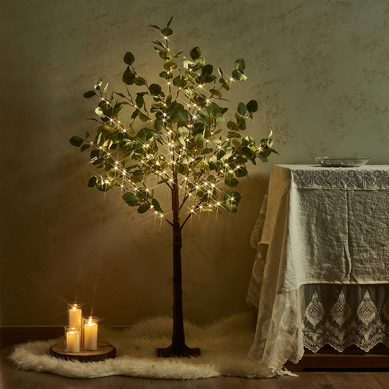 160LT Eucalyptus Tree, 48 Inch Plug-In LED Bark Texture Lights, Indoor/Outdoor Landscape Decor