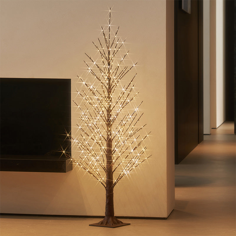 450LT Brown Alpine Tree, 48 Inch Plug-In LED Willow & Cherry Blossom Lights, Natural Plant Decor