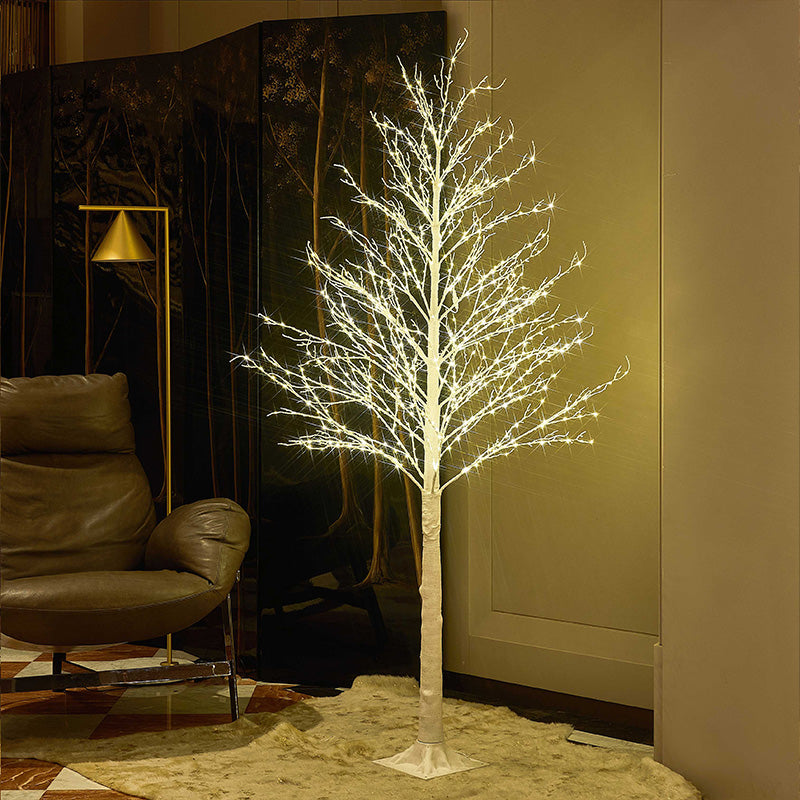 690LT White Twig Tree, 72 Inch Plug-In LED Willow & Cherry Blossom Floor Lamp, Indoor/Outdoor Decor