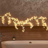 96LT Pink & White Cherry Blossom Garland, 72 Inch Battery Operated LED Fairy Lights with Timer