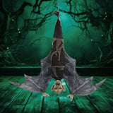 46" Menacing Hanging Bat Prop LED Eyes, Screeching Sounds, Moving Wings, Battery Operated Halloween Decor