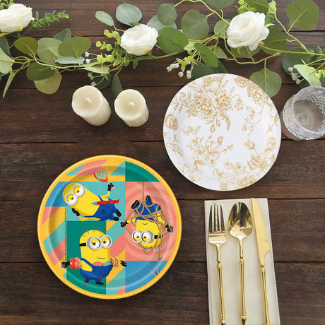 8 Count Despicable Me Minions Paper Dessert Plates 6.75 Inch Disposable Party Tableware for Kids Birthday