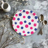 8 Count Pink and Blue Polka Dot Paper Dinner Plates 9 Inch Gender Reveal Baby Shower Supplies