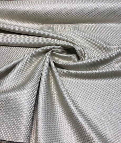 Interconnected Solid Beige Polyester Fabric - Woven Textured, 54" Width (1 Yard)
