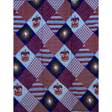 African Print Ankara Cotton Fabric - Brown, Blue, White Scatta, 46" Width (Per Yard)