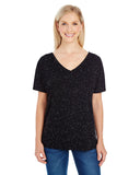 Camiseta de Manga Corta para Mujer Triblend con Cuello en V y Motas
