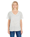 Camiseta de Manga Corta para Mujer Triblend con Cuello en V y Motas