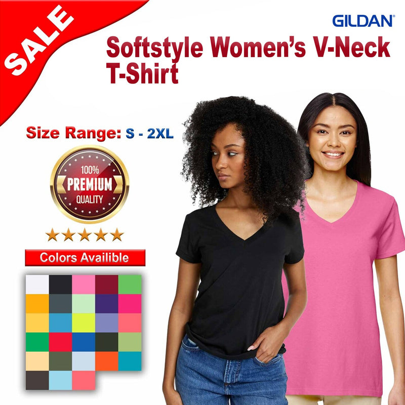 GildanÂ® Softstyle Womenâ€™s V-Neck T-Shirt
