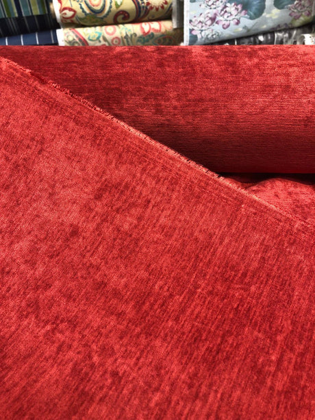 Evens Chenille Upholstery Fabric - Red Chili Burgundy, 57" Width (1 Yard)