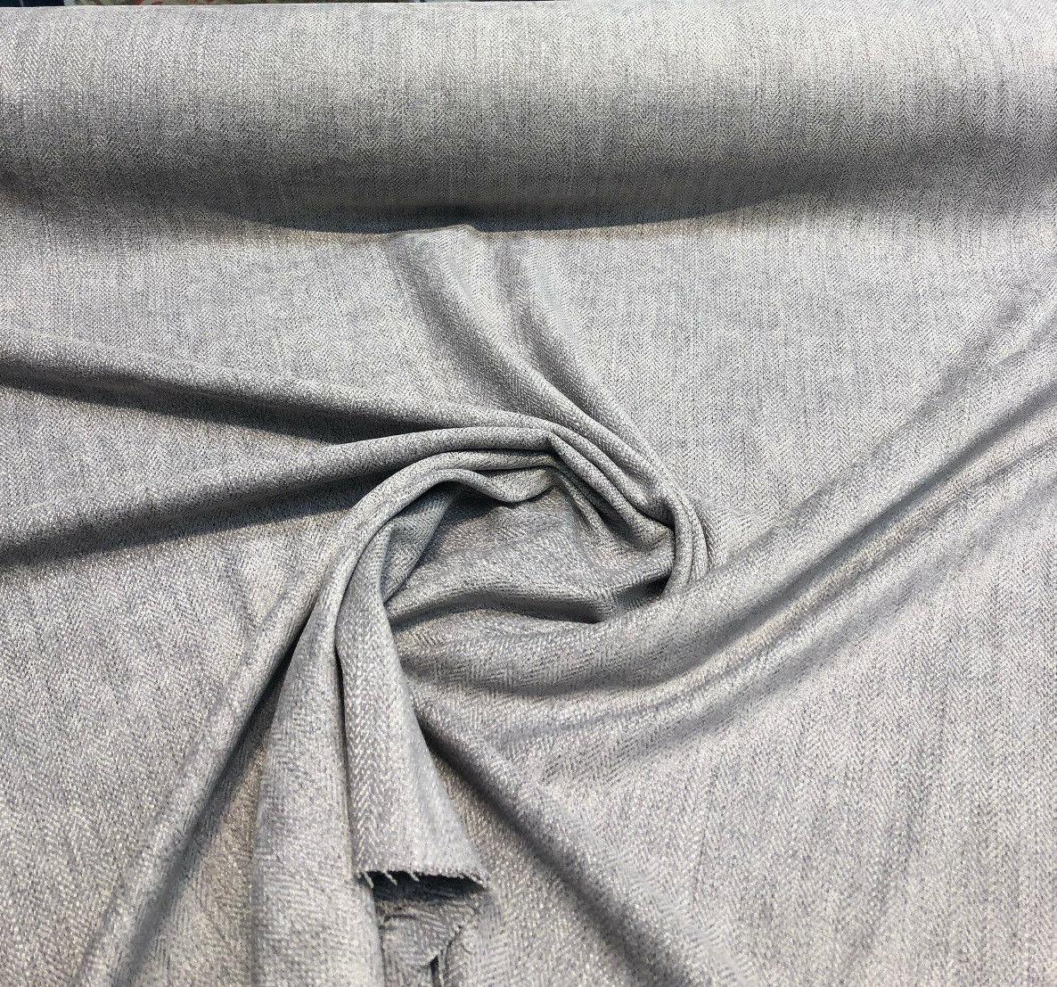 Freddie Steel Soft Chenille Upholstery Fabric - Steel Herringbone, 58" Width (1 Yard)