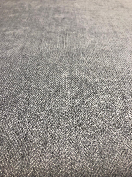 Freddie Steel Soft Chenille Upholstery Fabric - Steel Herringbone, 58" Width (1 Yard)