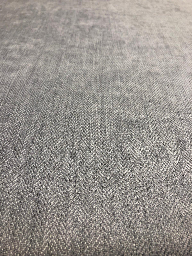 Freddie Steel Soft Chenille Upholstery Fabric - Steel Herringbone, 58" Width (1 Yard)